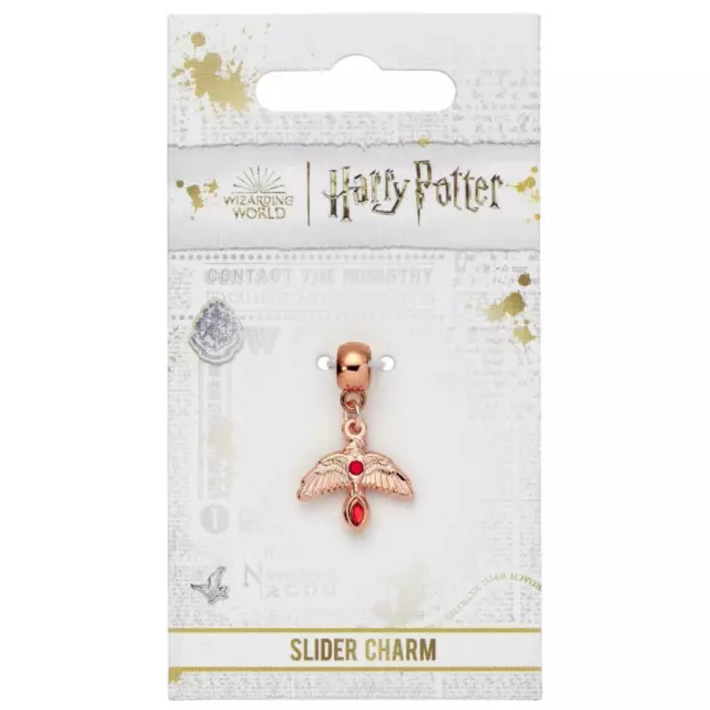 New Official Genuine Harry Potter Fawkes Rose Gold Plated Slider Charm