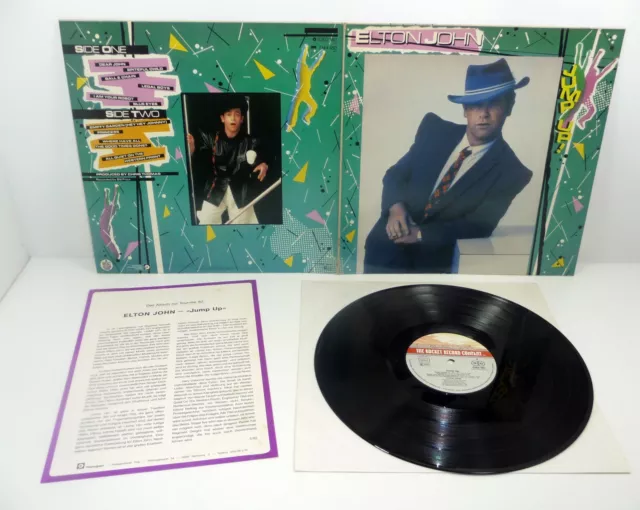 ELTON JOHN "Jump Up !" 1982 LP + printed 5-page PRESS SHEET Info 80s Vinyl foc