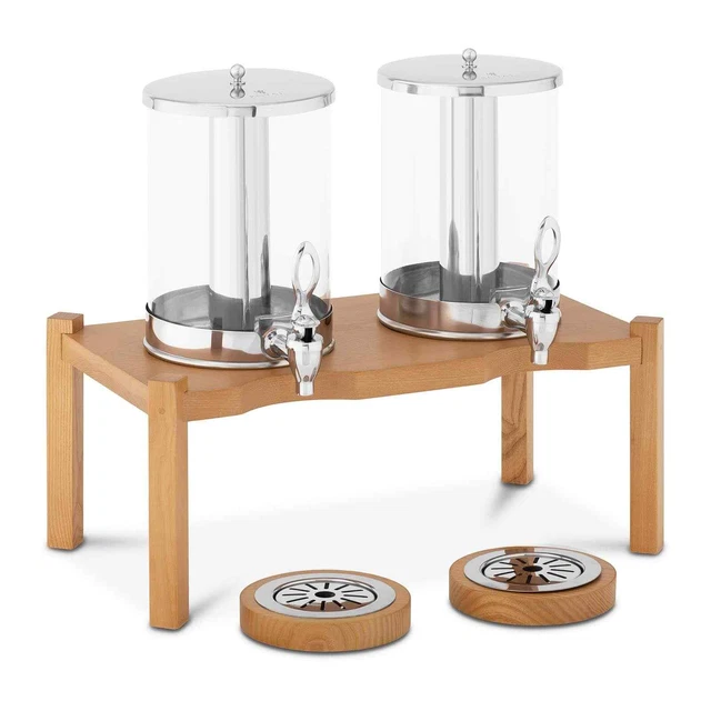 Saftspender Saftdispenser Gastro Getränkespender Holzrahmen Zapfhahn 2 x 7 L