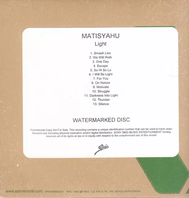 matisyahu light cd  promo