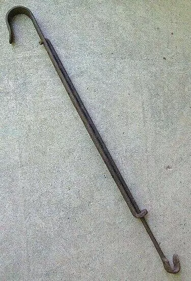 ANTIQUE 18th C Fireplace Adjustable TRAMMEL HOOK Hand Forged WROUGHT IRON Hearth