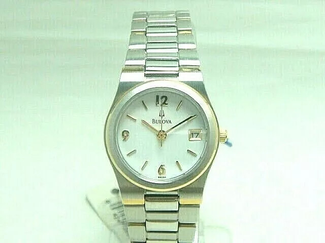 Bulova silver & Gold tone White  dial women's watch 98U34