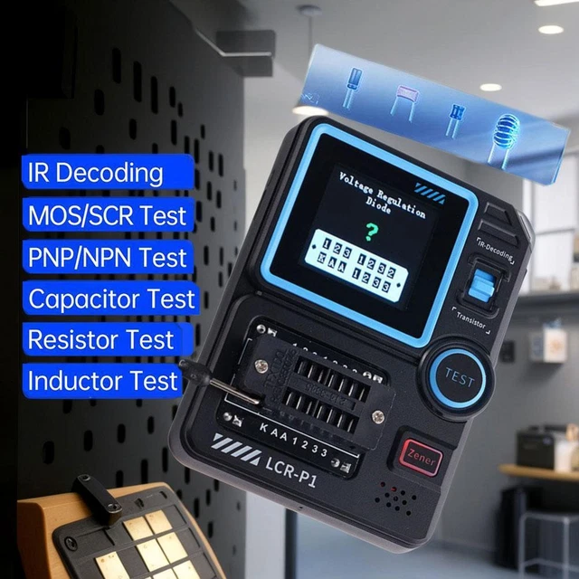 Testeur De Transistor LCR-P1 Multifonction - Écran Couleur 1,44" USB-C, MOSFET, Diode, Condensateur, Résistance ESR