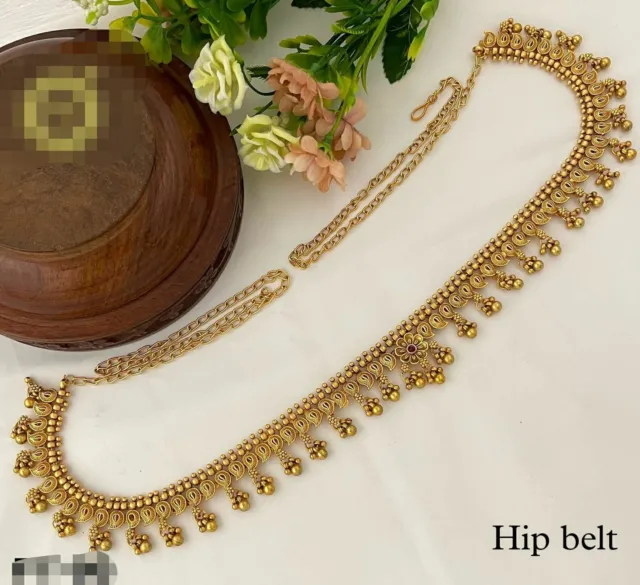 Indian Bollywood Style CZ Kamar Bandh Bridal Waist Belt South Indian Jewelry Set