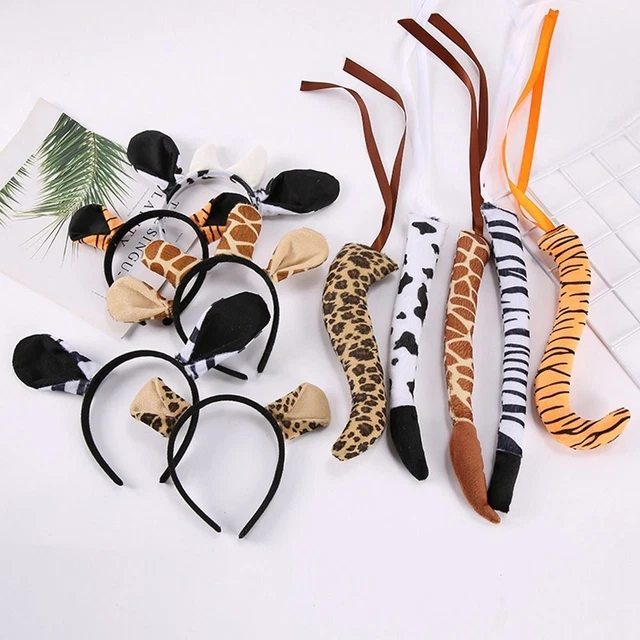 Simulation Animal Ears HairHoop Cosplay Ears Headband Novelty Tail Set  Women