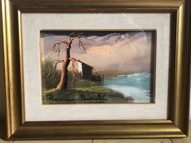 MUSSOLINI ROMANO - olio 20x30 - Paesaggio marino - Certificato GARAVINI