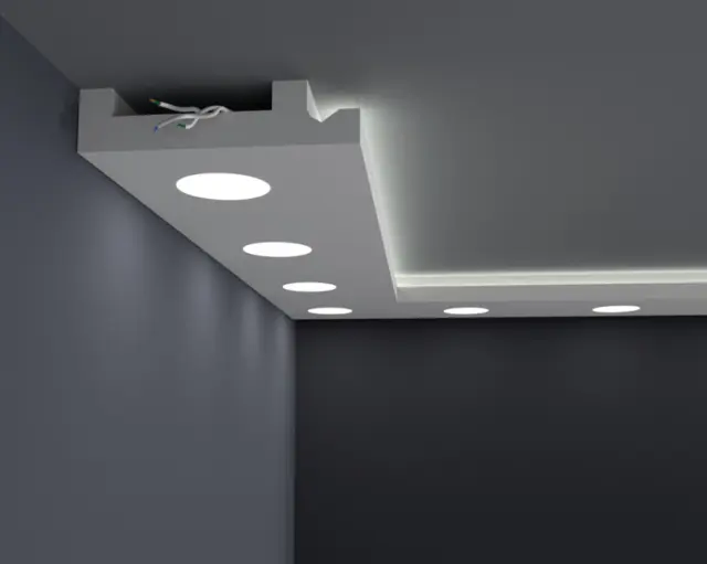 16 m listones de estuco LED perfil de bóveda de luz iluminación indirecta del techo espuma dura