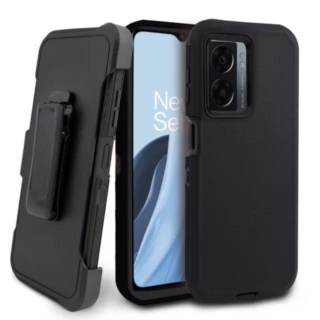 for OnePlus Nord N300 5G Shell Holster Combo Case With Belt Clip Built in Screen