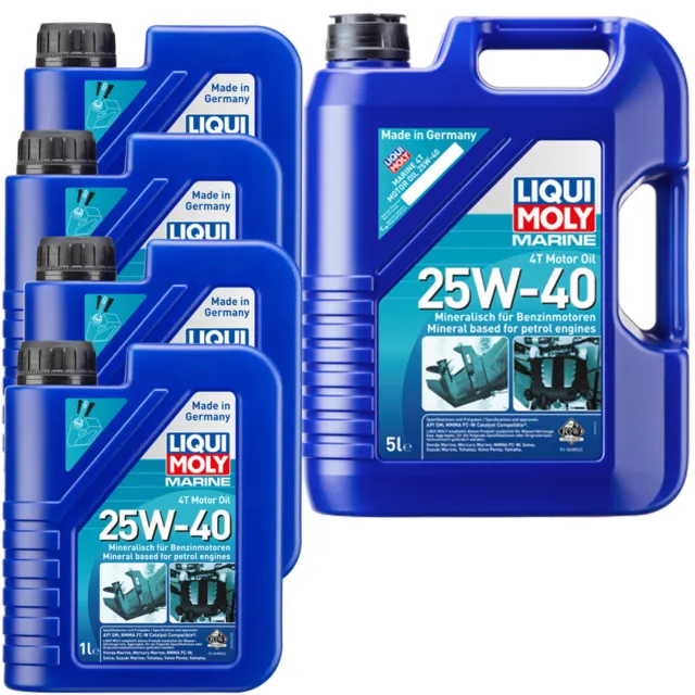 9 L Liqui Moly Marine 4T Moteur Huile 25W-40 Moto huile moteur Api Sl Nmma Fc-W