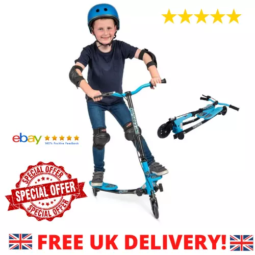 SPORTER1 BLUE BOYS Girls Foldable Scooter with Light Up LED Wheels