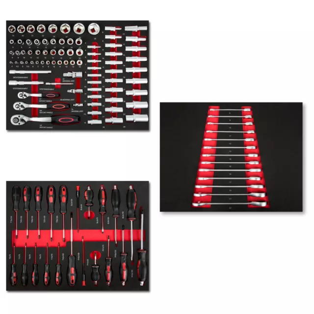 EBERTH Set d'outils pour servante d'atelier chariot à outils 114 pièces rouge