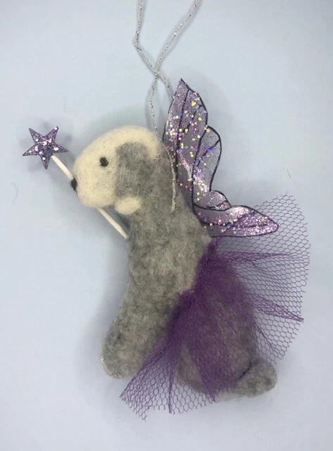 Bedlington Terrier Purple  Christmas Fairy - Part Needle Felted Dog
