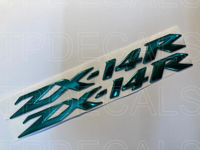 ZX 14 R Badges,  Green CHROME   3D Gel badges x2
