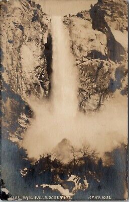 Yosemite California RPPC Bridal Veil Falls 1919 Merced to Wilmette Postcard V15