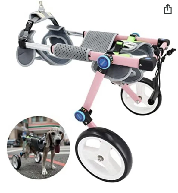 HobeyHove Adjustable Dog Wheelchair Foldable Dog Wheelchair Back LegsAssist Sm