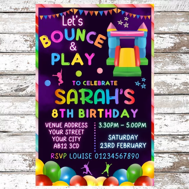 10 Personalised Bouncy Castle Birthday Party Invitations With Envelopes Invites