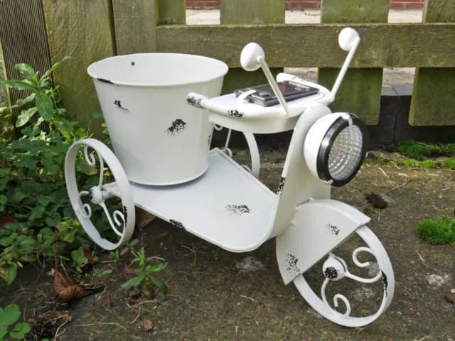 White Bike Solar Metal Planter Flower Plant Bicycle Pot Outdoor Indoor Ornament
