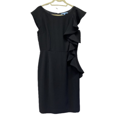 Antonio Melani Black Sleeveless Cocktail Dress with Ruffle Accent (KH51)