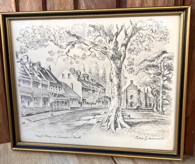 Vintage Cedric Emanuel Argyle Place And Garrison Church Framed Print 22cm X 18cm