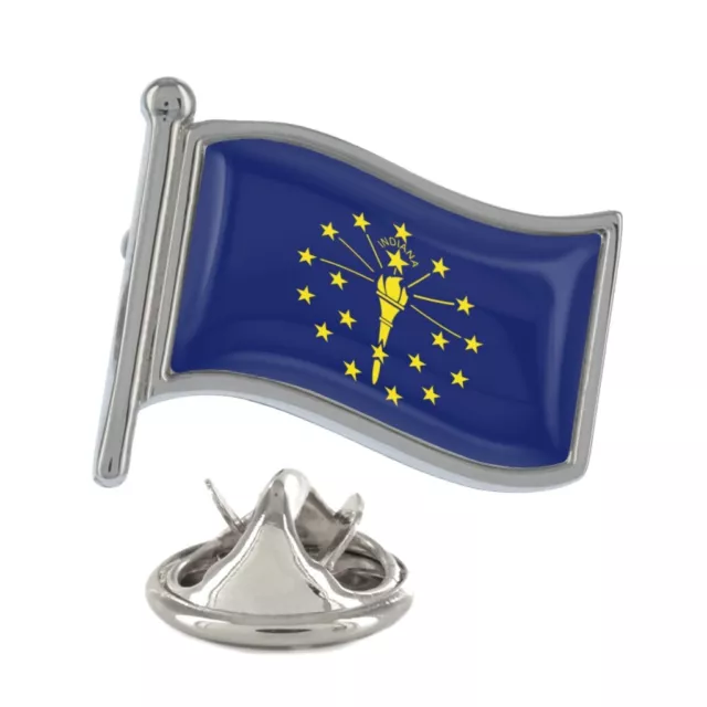 Indiana Flag Silver Lapel Pin Badge