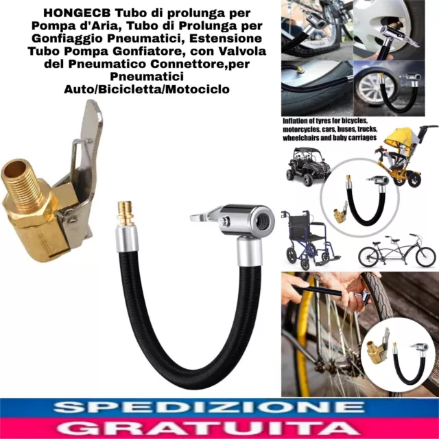 Tubo di prolunga x Pompa d'Aria x Gonfiaggio Pneumatici Con Valvola, Auto Bici