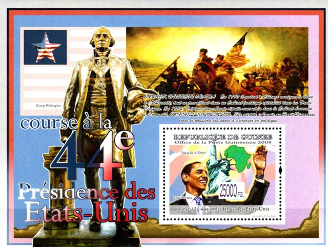 MNH Block Barack Obama Präsident Usa Politiker Freiheitsstatue Washington Statue