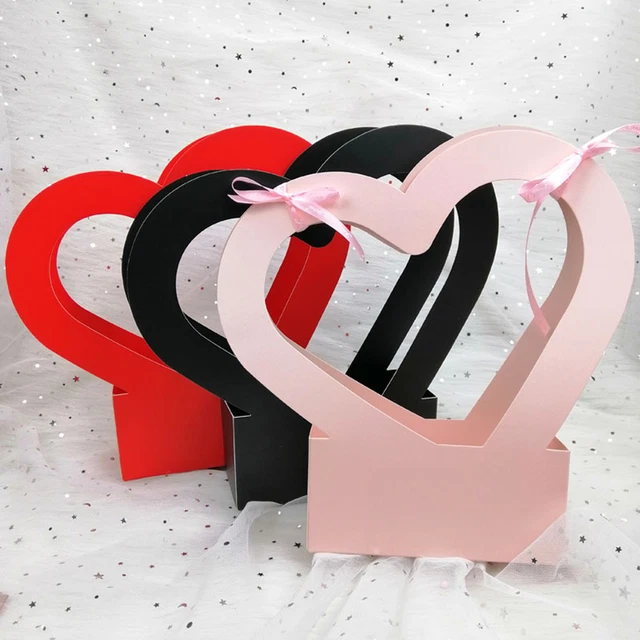 Caja de embalaje de flores, decorativa, llamativa, hueca, en forma de corazón