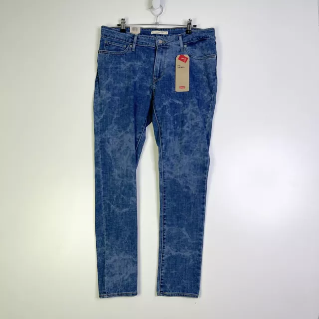 Levis 711 Skinny Jeans 32 Womens Medium Wash Acid Wash Denim Mid Rise NWT NEW