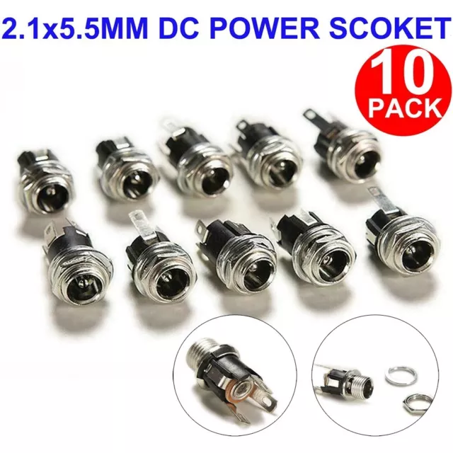 10PCS 5.5 2.1MM Femelle / Métal Montage Panneau Prise Alimentation Dc Connecteur