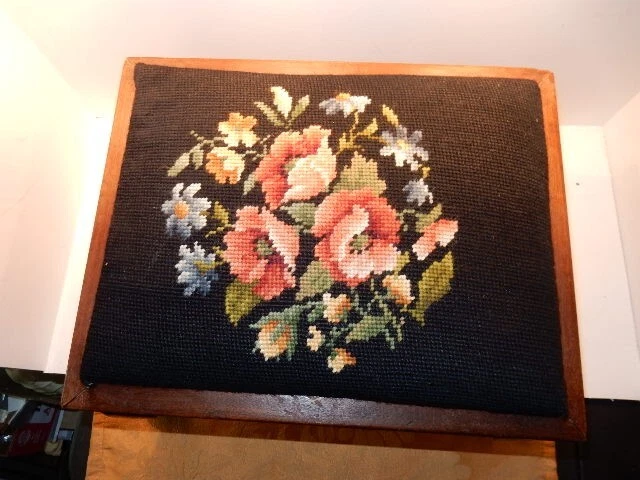 Antique/Vintage Wooden Needlepoint Foot Stool