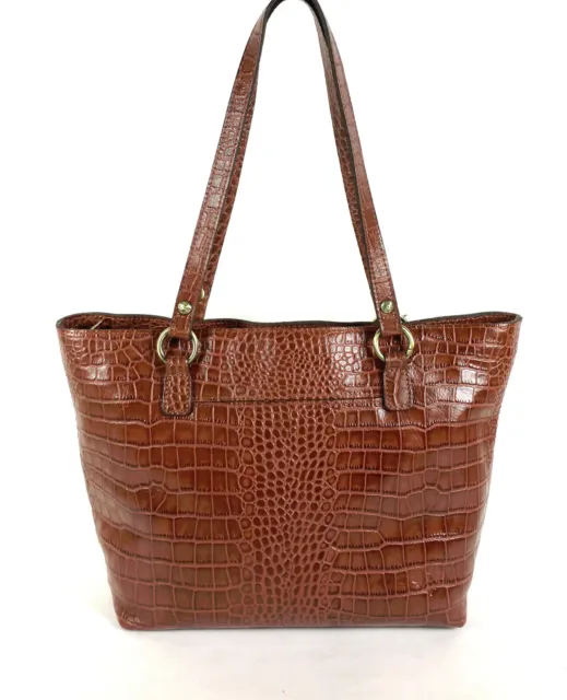 New Patricia Nash Vintage Croc Distressed Leather Lindsell Tote British Tan NWT