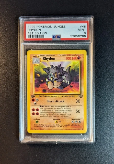 1st Edition Rhydon 45/64 - WOTC Jungle Pokemon Card - PSA 9 MINT