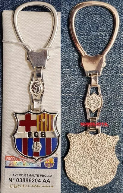 LLAVERO PLATA del FÚTBOL CLUB BARCELONA Esmaltes al fuego. PRODUCTO LICENCIADO.