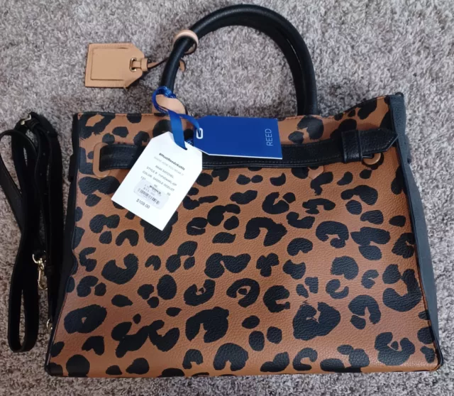 New Reed Purse From Kohl's Brown Leopard Print With Solid Black/Brown Backside