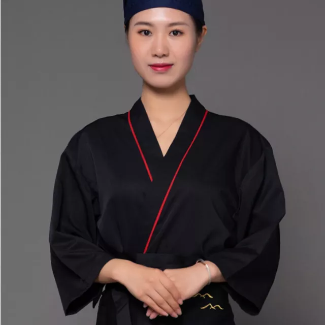 Men Women Japanese Chef Jacket Coat Kimono Sushi Restaurant Waiter Uniform