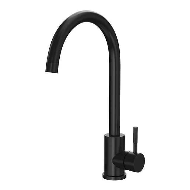 Mattschwarz Küchenmixer Wasserhahn mit Einhebelgriff & runder Schwanenhalsauslauf