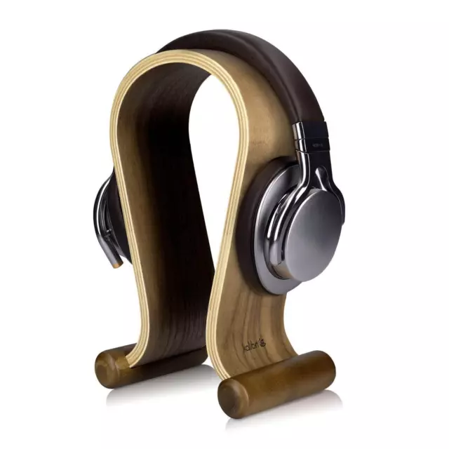 Soporte antideslizante para auriculares de madera de nogal