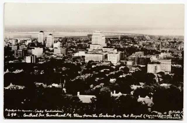 MONTREAL from Mont Royal Lookout Quebec Canada 1940 H.S. Real Photo Postcard 690