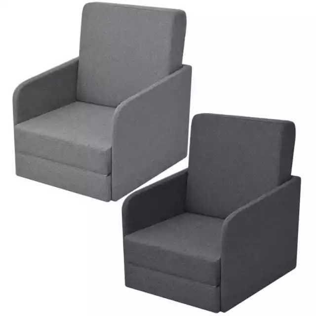 Fauteuil Convertible pour Salon Bureau Tissu Gris Clair/Gris Foncé