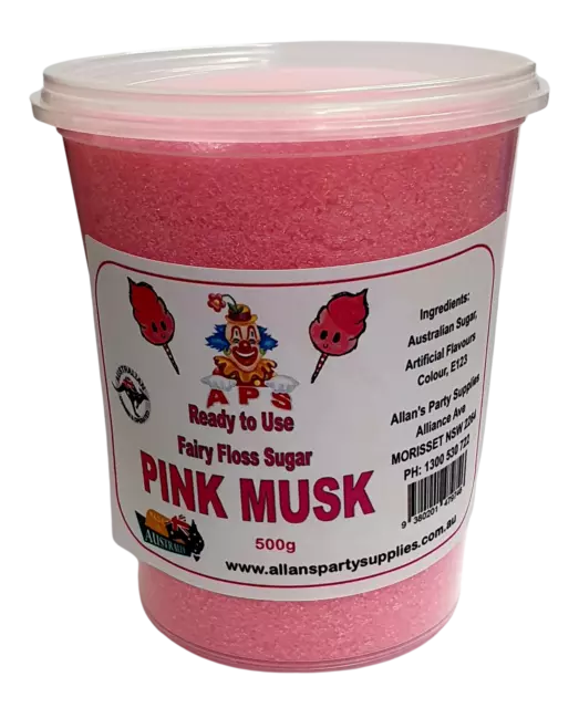 Fairy Floss Sugar, Ready 2 Use,500g Tub, Pink Musk, FREE DELIVERY