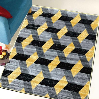 The Rug House Il Tappeto casa Milan ocra Senape Giallo Grigio Beige Geometric Kaleidoscope Tradizionale da Salotto 