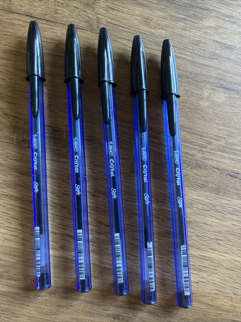 BIC CRISTAL SOFT Black Medium Ball Pen BLACK INK( PKT 5 PENS )BIC REF ...