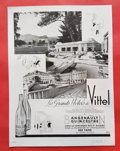 VITTEL  les grands Hôtels  - PUBLICITE 1948 - AD 971