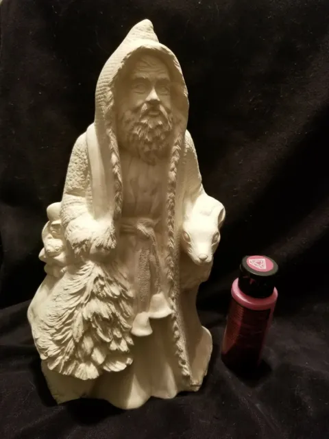 Santa Claus w/ Deer in Holly Ready To Paint Unpainted Ceramic Bisque