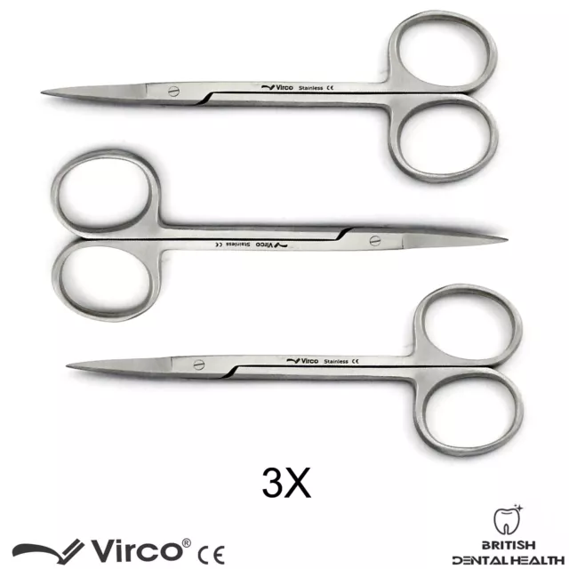 3X Chirurgical Vétérinaire Implant Dentaire Chirurgical Sharp Iris Ciseaux Droit