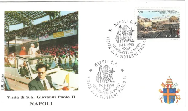 Italia 1990 Visita Di Papa Giovanni Paolo Ii In Campania 5 Buste Con 5 Annulli