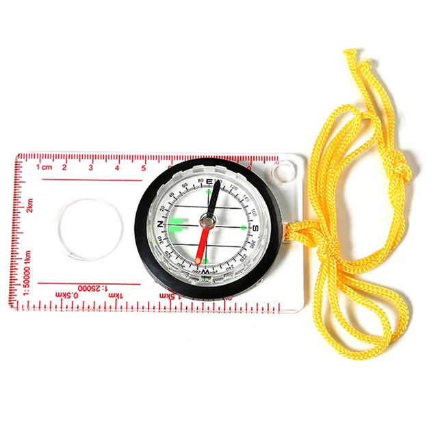DRAWING SCALE COMPASS Map Ruler Buckle Car Camping Hiking Pointing
