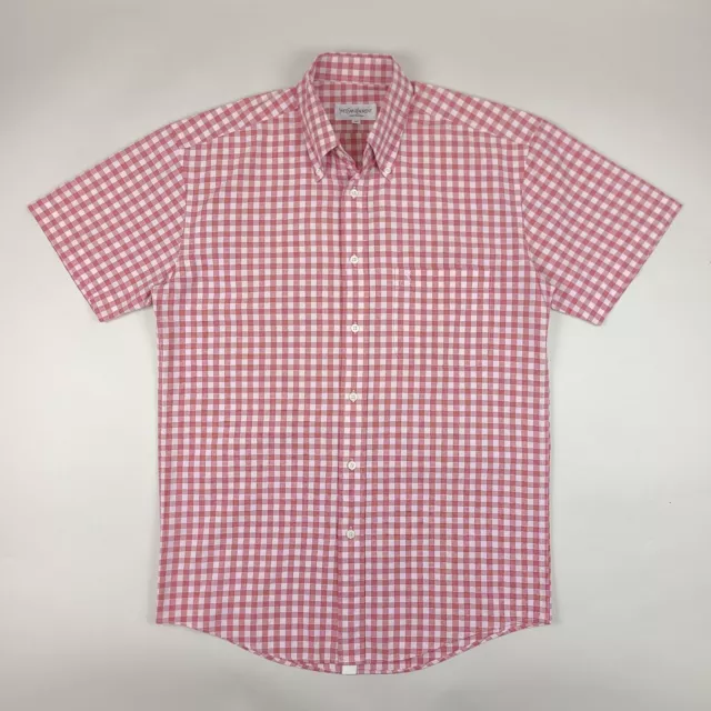 Vintage Yves Saint Lauren Shirt Men's 40 YSL Plaid Check Button Down Red White