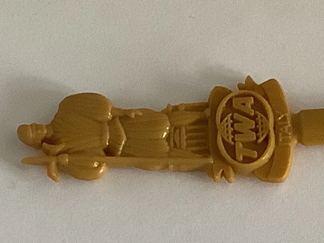 TWA Trans World Airlines swizzle stick cocktail stirrer - ITALY - tan