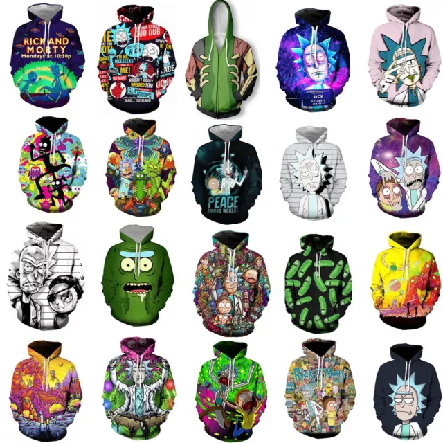 Rick and Morty Hoodies 3D Printed Sweatshirts Pullover Hooded Jacket Casual Coat
